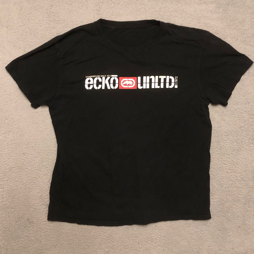Ecko Unltd Graphic T Shirt Black Skate Streetwear Hip Hop Rhino Logo